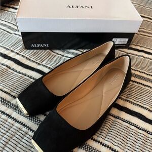 NWT Alfani Black Flats with Gold Accent